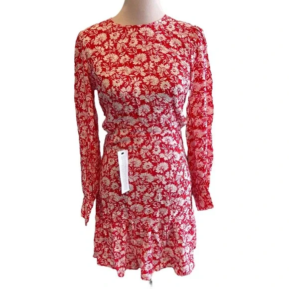 Topshop | Dresses | Topshop Floral Side Cutout Long Sleeve Mini Dress New  Us6 | Poshmark